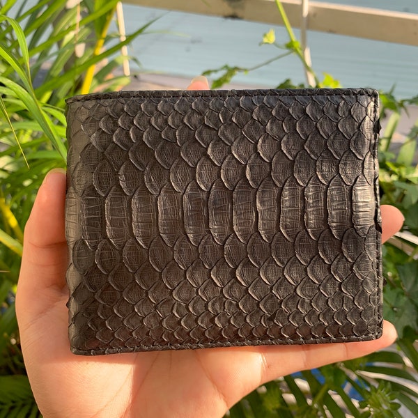 GENUINE Python Skin Bifold Wallet for Men,Handmade Leather wallet, Gift for him, leather wallet men,