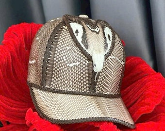Men's Genuine Python Leather Hat, Exotic Snake Skin Cowboy Hat, Handmade Leather Western Hat, Luxury Gift For Him