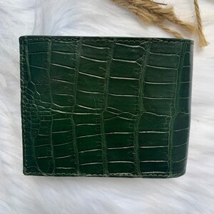 Groene Premium Echte Al-li Lederen Huid Bifold Portemonnee voor Mannen, Handgemaakte Lederen portemonnee, Cadeau voor hem, lederen portemonnee mannen,
