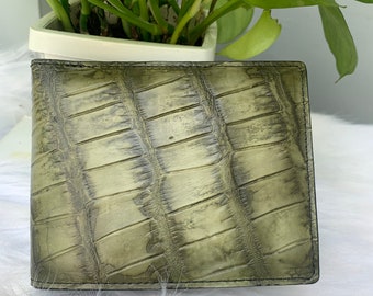 Double side Genuine alligator WAX PATINA Leather Skin Bifold Wallet for Men,Handmade Leather wallet, Gift for him, leather wallet men,