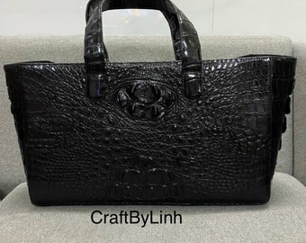 Handmade leather travel bag , Business bag, overnight bag, duffle, Vietnam alligator top handle bag for men and women, bag for travelling