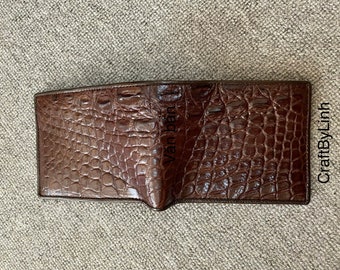 Premium Genuine alligator Leather Skin Bifold Wallet for Men,Handmade Leather wallet, Gift for him, leather wallet men,