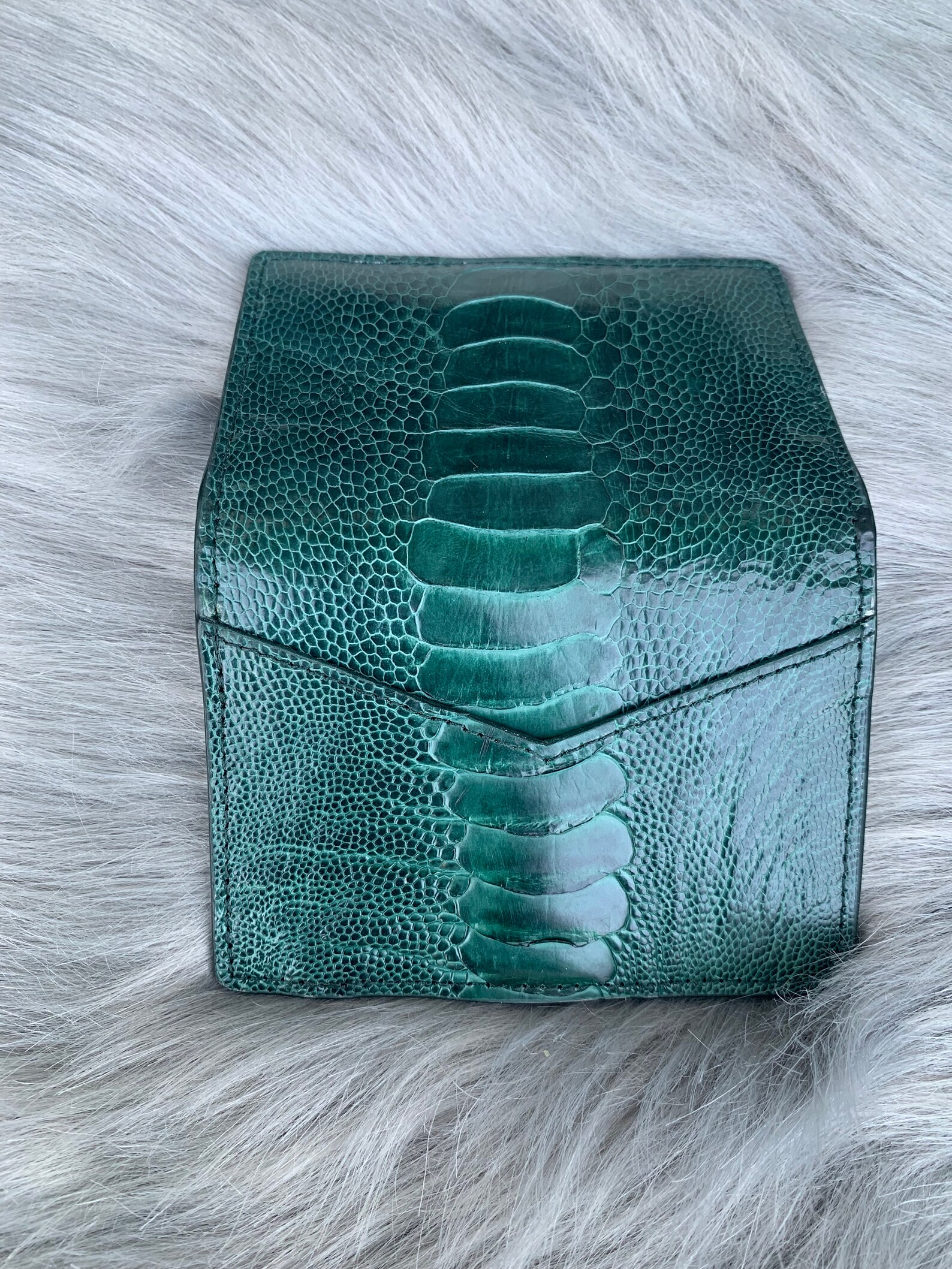 Green Genuine Premium Ostrich Leather Cards holder business Etsy