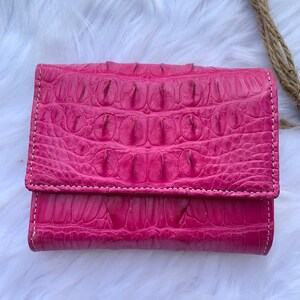Pink Premium Genuine Al-li Leather Skin Bifold Wallet for women, leather wallet girl,fashionable wallet for women