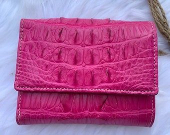 Pink Premium Genuine alligator Leather Skin Bifold Wallet for women, leather wallet girl,fashionable wallet for women