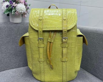 Handmade Genuine Vietnam alligator Skin Leather Backpack Shoulder Bag, Travel Bag
