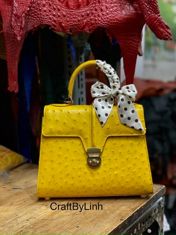 Genuine Ostrich Leather Handbag Grace Bag, Chestnut, Extra Large XL :  Handmade Products - Amazon.com
