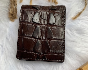 Brown Genuine alligator Leather Skin Bifold Wallet for Men,Handmade Leather wallet, Gift for him, leather wallet men,