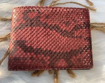 ECHTE Python Haut Bifold Portemonnaie für Männer, Handgemachte Leder Geldbörse, Geschenk für ihn, Leder Geldbörse Männer,