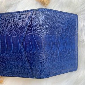 Blue Vietnam Premium Ostrich Leather Cards titular, estuches de tarjetas de visita, Regalo para él, billetera de cuero, titular de tarjetas hechas a mano