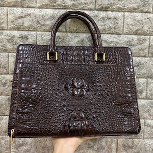 Genuine alligator handbag for men,laptop bag, crossbody men, handbag, leather handbag men, Luxury Designer Leather handbag For men Active
