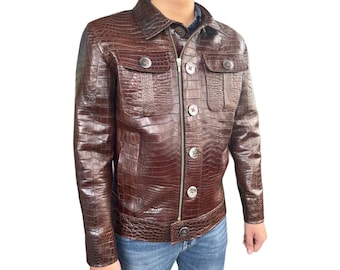 Genuine alligator leather Fashion Jackets and coats For Men’s,trend jacket for men, jacket leather, gift for men,Men's luxury jacket