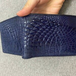 Blue Premium Genuine Al-li Leather Skin Bifold Wallet para hombres, billetera de cuero hecha a mano, regalo para él, billetera de cuero para hombres,