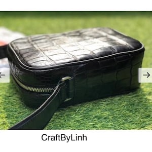 BLACK alligator handbag for men, crossbody men, genuine leather handbag, handbag men, Luxury Designer Leather handbag For men Active