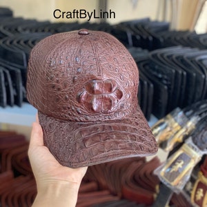 Piel de cuero genuina de al-li hornback, gorra hecha a mano, sombrero de cuero hecho a mano, regalo para él, billetera de cuero para hombres,