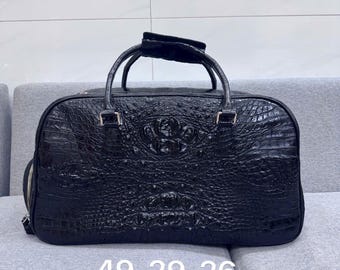 Handmade leather travel bag , Business bag, overnight bag, duffle, Genuine alligator top handle bag for men and women, bag for travelling