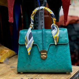 Louis Vuitton Limited Edition - Turquoise Exotic Ostrich Suede Monogram Logo Bag