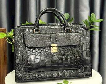 Genuine alligator handbag for men,laptop bag, crossbody men, handbag, leather handbag men, Luxury Designer Leather handbag For men Active