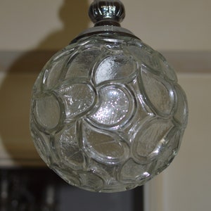 Vintage hanging lamp glass globe by DORIA LEUCHTEN,Germany 70s space age midcentury