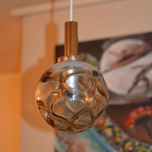Vintage hanging lamp glass globe by DORIA LEUCHTEN,Germany 70s space age midcentury