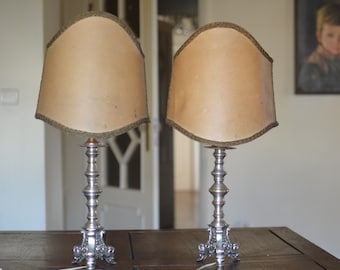 Pair vintage table lamp midcentury