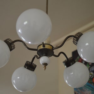 Lamp space age atomic ceiling lamp opaline glass . 1960/70 mid century
