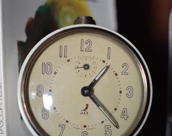 JAZ vintage table alarm clock, made in France, Vintage table clock