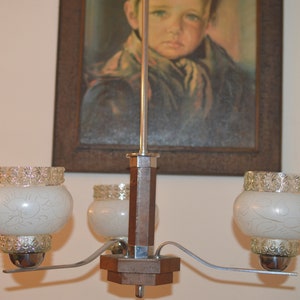 Vintage Art Deco Mid Century 3 Globe Chandelier