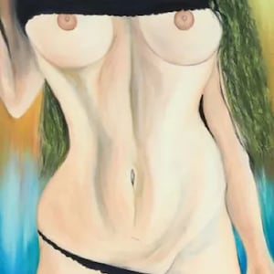 Oil painting. (signed), pattern &quot;nu feminino.&quot; original oil painting
