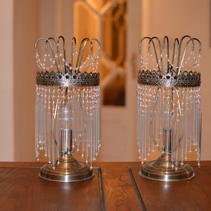 Paar vintage art nouveau tafellamp bedsides Mid century kristal.