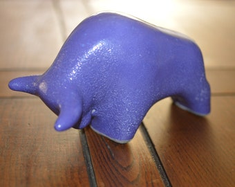 Ceramic black Bull by Otto Keramik - Glazed Bull - Buffalo - Sculpture - Ruscha - Fat Lava - Germany