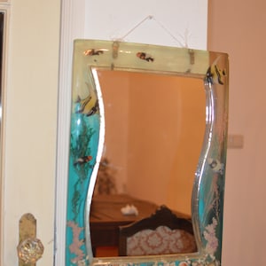Vintage Mirror midcentury mirror with sea decoration. pop mirror