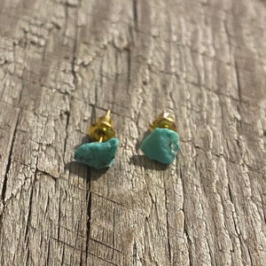 Raw Turquoise Gemstone Stud Earrings (also available in silver)