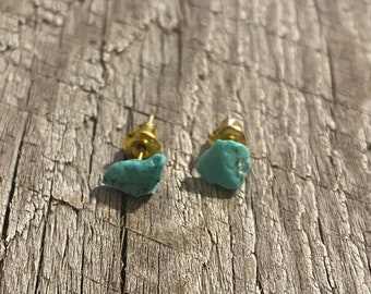 Raw Turquoise Gemstone Stud Earrings (also available in silver)