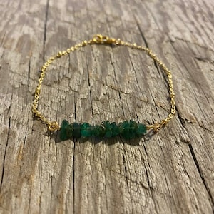 Jade Gemstone Bracelet on Tarnish Resistant 18k Gold Plated Chain (also available in silver)