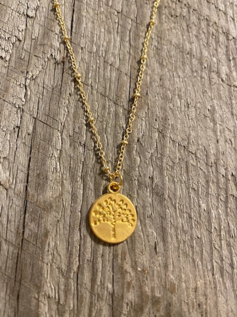 Tree Of Life Pendant Necklace on Tarnish Resistant 18k Gold Plated Chain