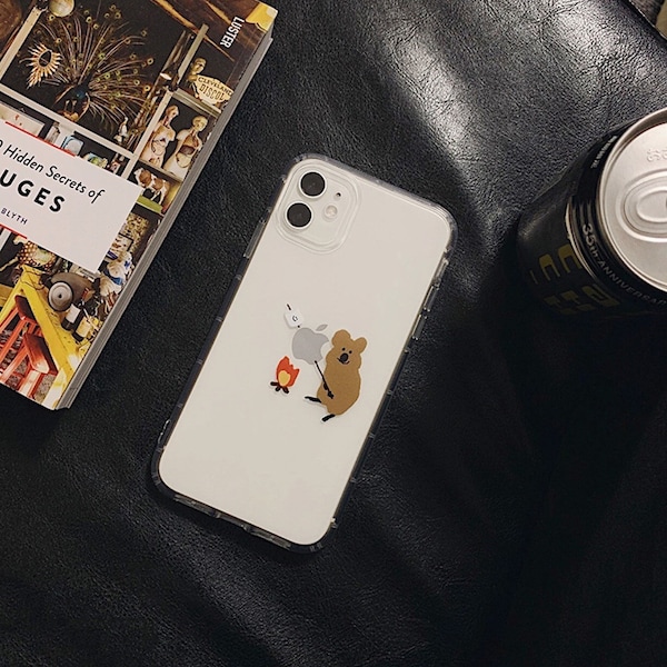 Cute bonfire marshmallow bear transparent iPhone Case for 7/8 Plus, X, XS/X Max, 11, 11 Pro, 11 Pro Max