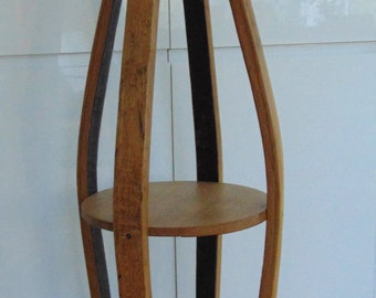 Oak barrel stave floor lamp (Type 1) - various heights, with oak shelf (made from cask head)