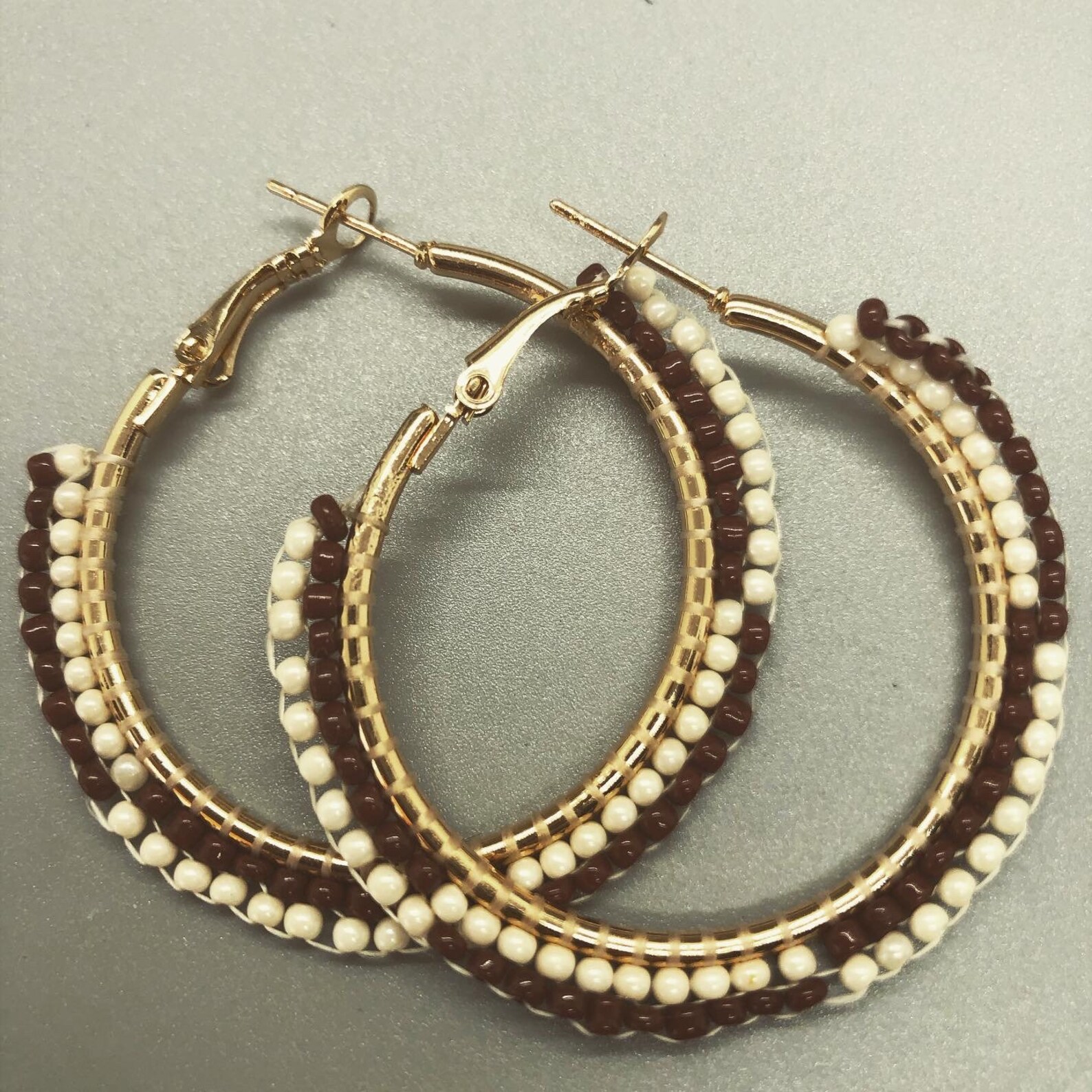 Silk Threaded Beaded Hoops Etsy