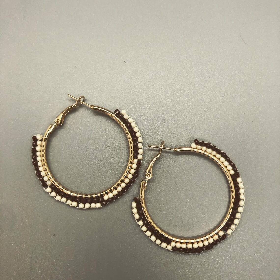 Silk Threaded Beaded Hoops Etsy