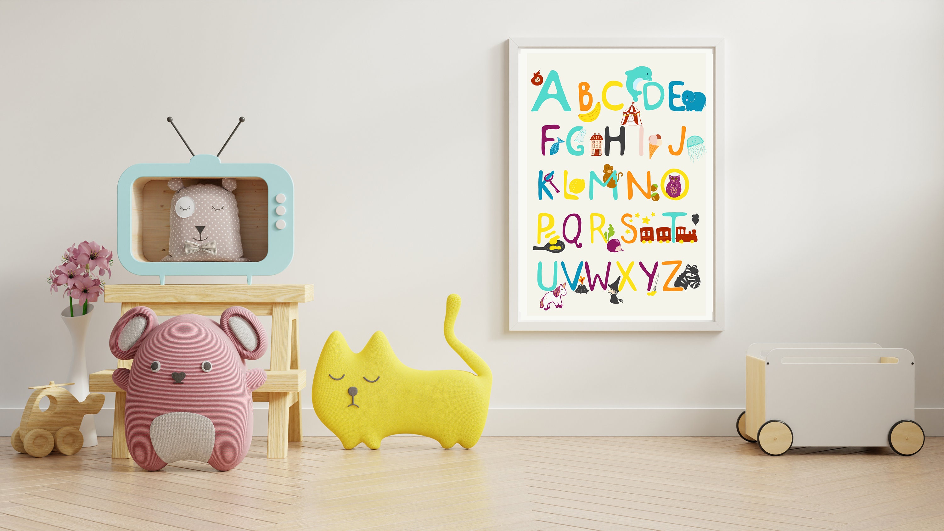 Illustrated ABC Poster - Alphabet Wall Art - Childrens Alphabet Print ...