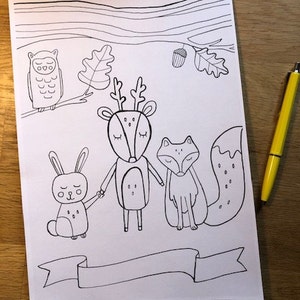 Forest friends colouring print