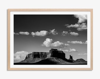 Black and White Monument Valley Photo Print, B&W Arizona Desert Wall Art, Southwest Desert Print, Travel Photography by Jennifer Esseiva