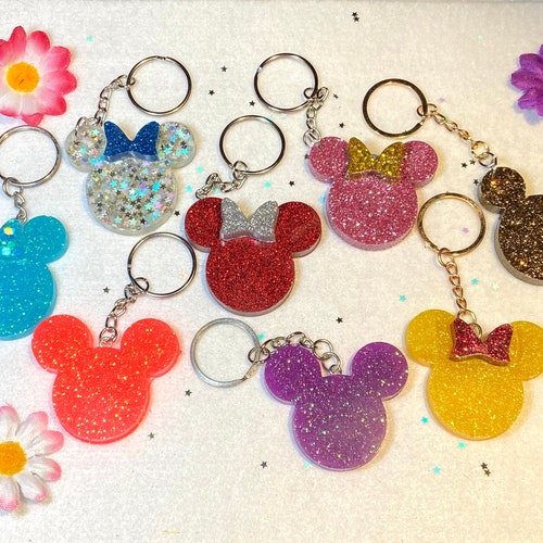 Mickey And Minnie Mouse Resin Keychains Disney Resin Art Etsy