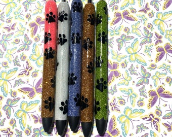 Custom Glitter Paw Print Inkjoy Pen, Personalized Vet Tech Gift