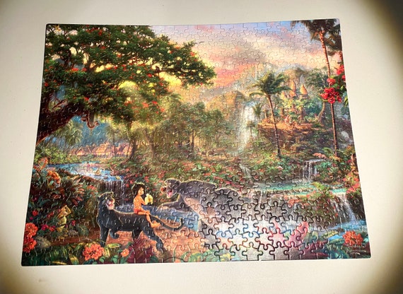 The Jungle Book Puzzle, Disney, 500 Piece, Thomas Kinkade, Wall Decor, Home  Decor, Kids Room, Nursery Decor, Baloo, Man Cub, Animals, Jungle 