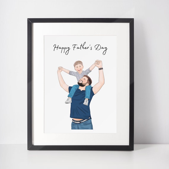 Fathers Day Custom Portrait Fathers Day Gift From Son - Etsy Ireland