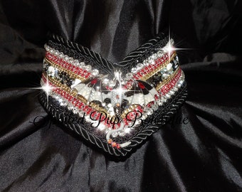 Red and Black Dragon Rhinestone V Collar