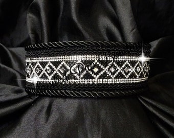 Black and Silver Rhinestone Collar