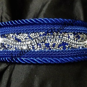 Royal Blue and Silver Swirl Rhinestone Collar